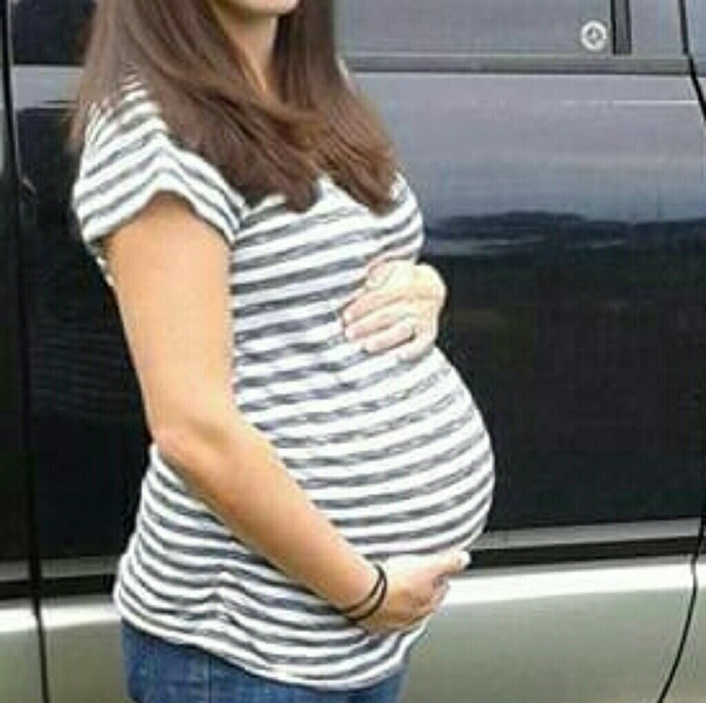 Gray and white horizontal striped top